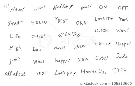 Set of various simple English handwritten characters 106813660