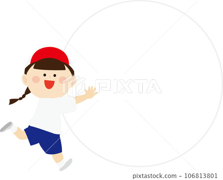 Illustration of a cute girl in the white team rolling a ball Illustration of a cute girl in the white team rolling a ball 106813801