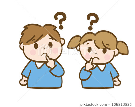 Hatena? Boy and girl wondering_Nursery school children Hatena? Boy and girl wondering_Nursery school children 106813825