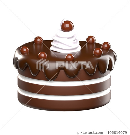 chocolate cake with cherry, Decadent Chocolate Cake Graphic, Delicious Chocolate Cake Illustration 106814079