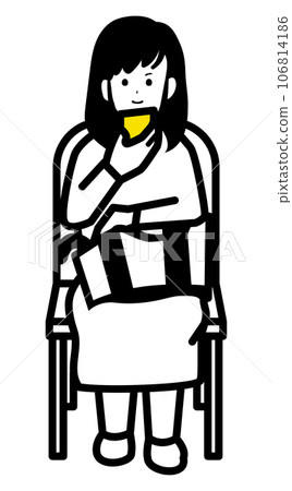 一個人坐在椅子上看著智能手機的插圖 106814186