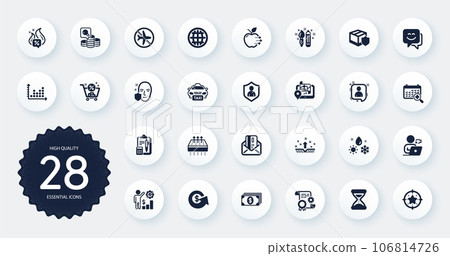 Set of Business icons, such as Dollar exchange, Face protection and Banking flat icons. Clean skin, Developers chat, Accounting web elements. Breathable mattress, Medical calendar. Vector Set of Business icons, such as Dollar exchange, Face protection and Banking flat icons. Clean skin, Developers chat, Accounting web elements. Breathable mattress, Medical calendar. Vector 106814726