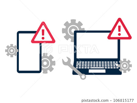 計算機或智能手機故障、系統錯誤、維修和保養。 106815177