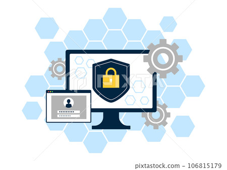 Computer security settings. Computer privacy management. Vector illustration. 106815179