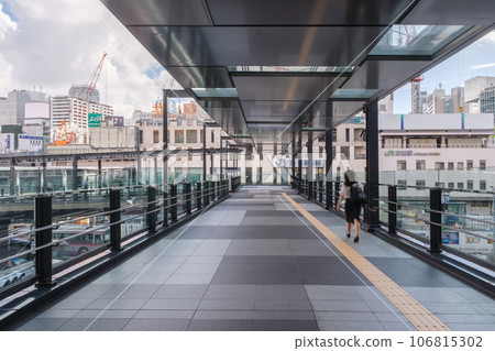 Shibuya Station and pedestrian deck undergoing redevelopment, Shibuya Ward, Tokyo 106815302