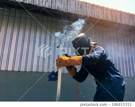 Welding Metal, Man welding steel blurred background, Welder concept, Welding Electrodes, Welding Metal, Man welding steel blurred background, Welder concept, Welding Electrodes, 106815351