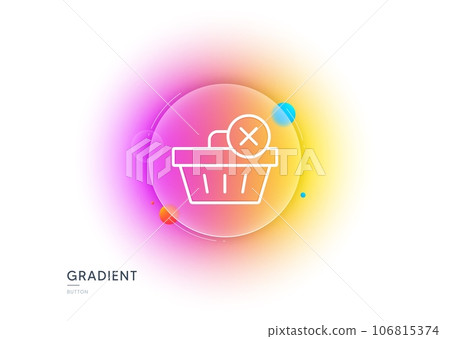 Remove Shopping cart line icon. Gradient blur button with glassmorphism. Online buying sign. Supermarket basket symbol. Transparent glass design. Delete purchase line icon. Vector 106815374
