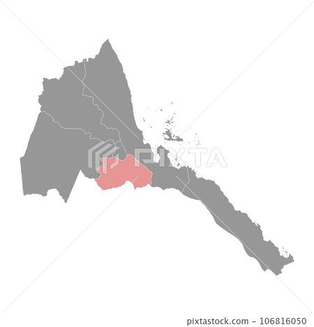 Southern region map, administrative division of Eritrea. Vector illustration. Southern region map, administrative division of Eritrea. Vector illustration. 106816050