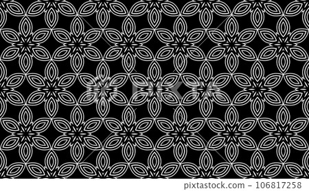 Flower geometric pattern. Seamless vector background. Black and white ornament Flower geometric pattern. Seamless vector background. Black and white ornament 106817258
