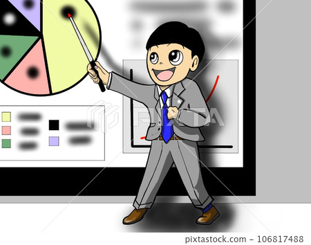 一位男士在公司介紹他的業務 一位男士在公司介紹他的業務 106817488