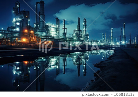 Oil refinery on the river Oil refinery on the river 106818132