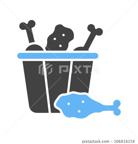 Chicken Piece Bucket Icon Image. 106818158