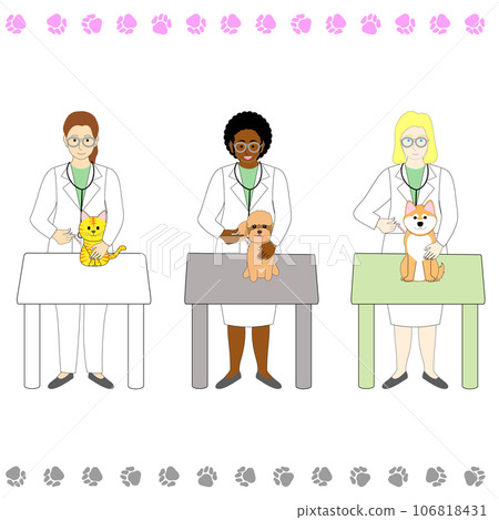 日本、非洲和白人年輕女獸醫組 106818431