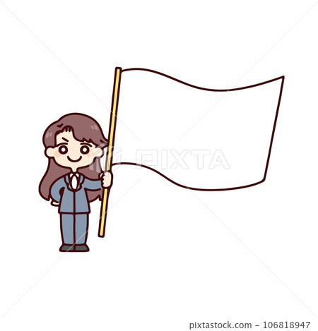 穿著西裝、拿著國旗的女人 106818947