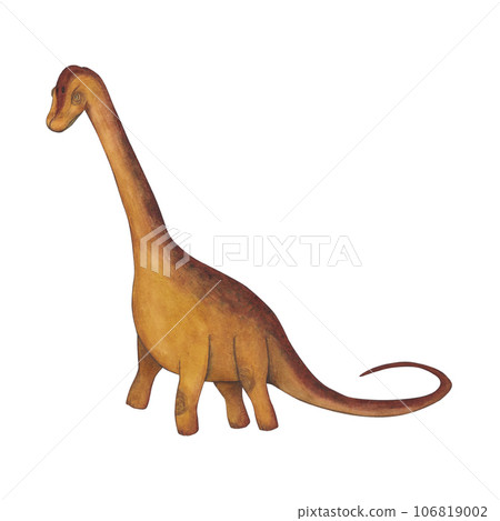 Brachiosaurus. Dinosaur. Watercolor illustration isolated on a white background. Hand drawn 106819002