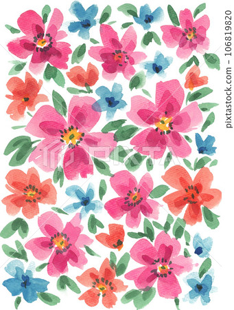 Floral pattern painted with watercolor 23913pix7 106819820