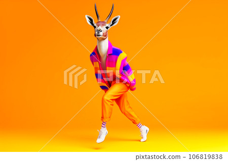 Heavy Fun Antelope Anthropomorphic Bright Colors, Generative AI 106819838