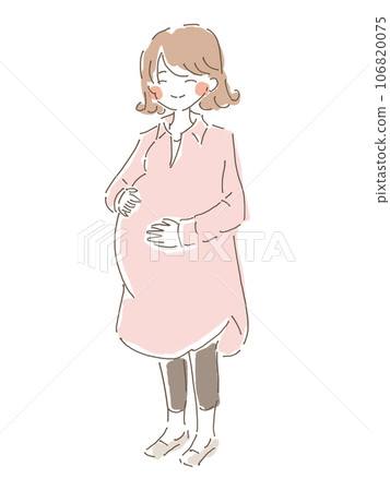 孕婦揉肚子的插圖 孕婦揉肚子的插圖 106820075