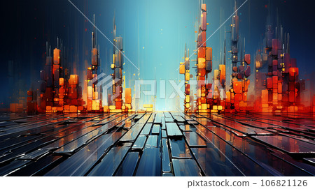 Abstract image of metropolis street, glitch effect, rainbow colors, infinity concept Abstract image of metropolis street, glitch effect, rainbow colors, infinity concept 106821126