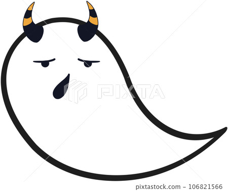 A cute angry ghost has horns on head for Halloween celebration. A cute angry ghost has horns on head for Halloween celebration. 106821566