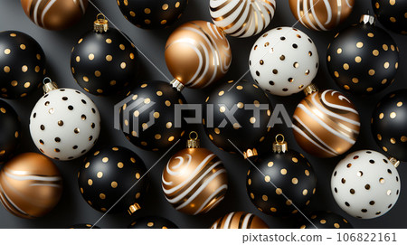 Beautiful different Christmas tree toys, new year decoration, copy space, postcard 106822161