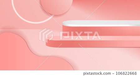 abstract 3D background with podium. Circle scene with leaf shadow. scene products display. abstract 3D background with podium. Circle scene with leaf shadow. scene products display. 106822668