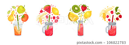 Smoothie in Glass Jar with Straw and Different Ingredients Vector Set Smoothie in Glass Jar with Straw and Different Ingredients Vector Set 106822783