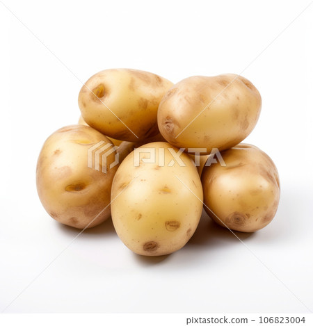 Washed Potatoes. Raw potatoes isolated on a white background. 106823004