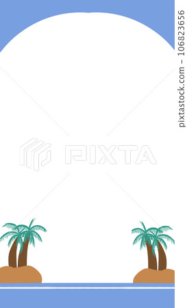 coconut tree and blue frame coconut tree and blue frame 106823656