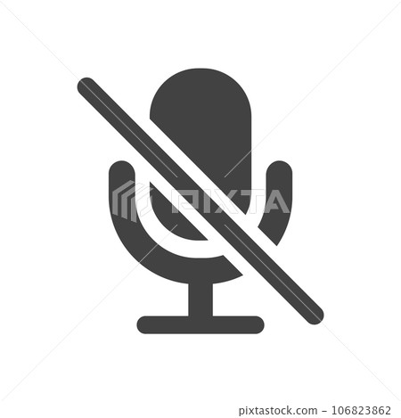 Set of black microphone silhouette icons - image material of microphone off or muted Set of black microphone silhouette icons - image material of microphone off or muted 106823862