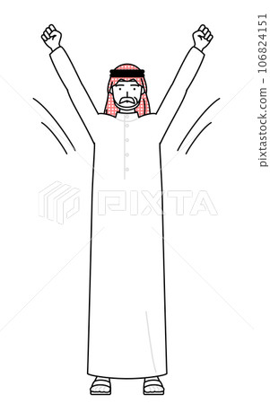 Islamic senior man doing radio exercises 106824151