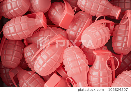 A bunch of pink colored fake grenades 106824207