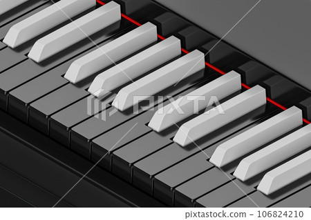 3d illustration digital piano or synthesizer with inverted colored keys 106824210