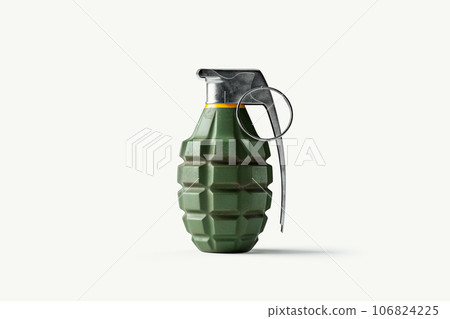 Isolated metal hand grenade with white background 106824225