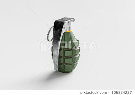 Isolated metal hand grenade with white background 106824227
