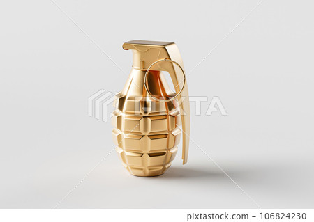 Isolated golden hand grenade with white background 106824230