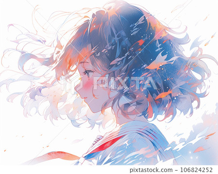 A hopeful and positive girl in a sailor suit A hopeful and positive girl in a sailor suit 106824252