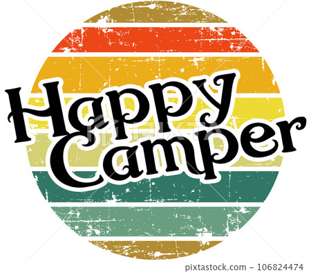 Happy Camper - Retro Camping Graphic	 106824474