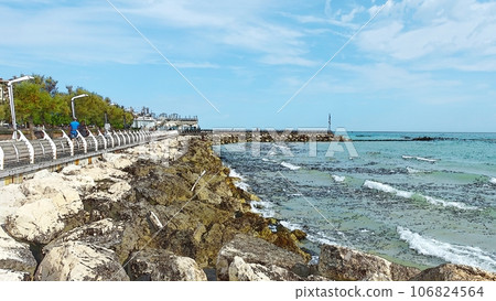 A glimpse of the seafront of Pesaro in Italy. 106824564