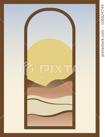 Aesthetic minimalist view with sunny morning valley poster 106824744
