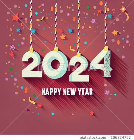 NEWYEAR ㉔ 2024 happy new year - Stock Illustration [106824792] - PIXTA