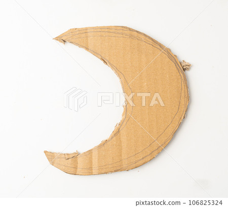 Cardboard Moon, Crescent Moon Made of Carton Piece Cardboard Moon, Crescent Moon Made of Carton Piece 106825324