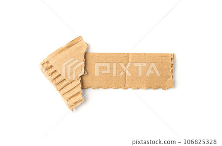Cardboard Arrow, Arrows Made of Carton Piece, Ripped Kraft Paper, Brown Wrapping Vintage Paper Arrow 106825328