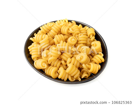 Raw Trottole Pasta, Dry Vesuvio Macaroni, Italian funghetto, Raw Noodle Raw Trottole Pasta, Dry Vesuvio Macaroni, Italian funghetto, Raw Noodle 106825363