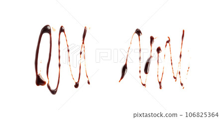 Chocolate Sauce Smear Isolated, Choco Sauce Drop, Cream Line, Melt Chocolate Drizzle Chocolate Sauce Smear Isolated, Choco Sauce Drop, Cream Line, Melt Chocolate Drizzle 106825364