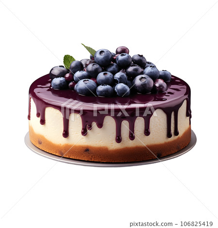 Blueberry Cheesecake Isolated on a Transparent Background. Generative AI Blueberry Cheesecake Isolated on a Transparent Background. Generative AI 106825419