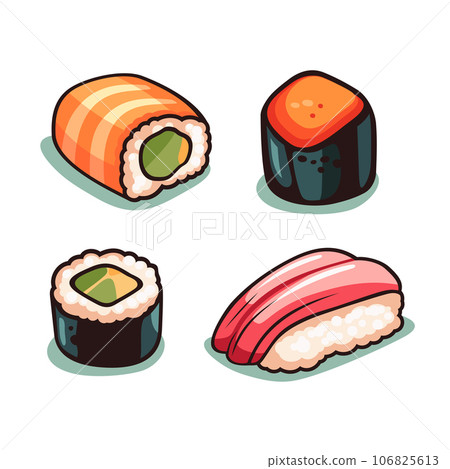Sushi Set on a White Background. Vector Sushi Set on a White Background. Vector 106825613