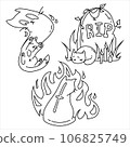 Set of black vector illustrations with cats 106825749