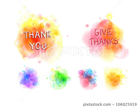 Watercolor spots, hand lettering thank you Watercolor spots, hand lettering thank you 106825919