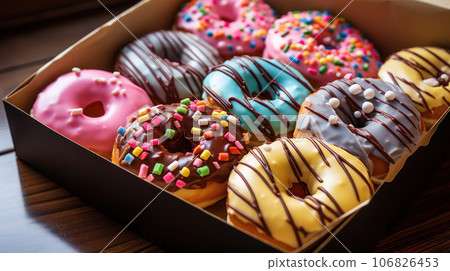 Multi-colored donuts 106826453